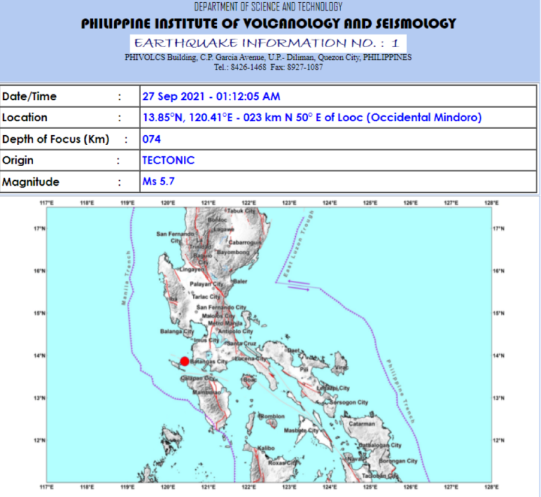 5.7 quake jolts Occidental Mindoro