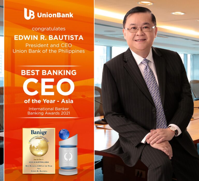 UnionBank CEO cited as Best Banking CEO for 2021 by International Banker Banking Awards