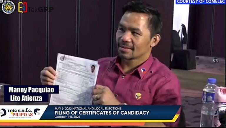 Pacquiao files CoC for president