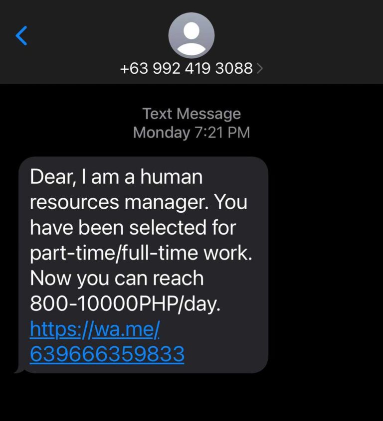 Senators cite text scam offering fake jobs