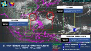 Two LPAs, tropical depression monitored as southwest monsoon persists